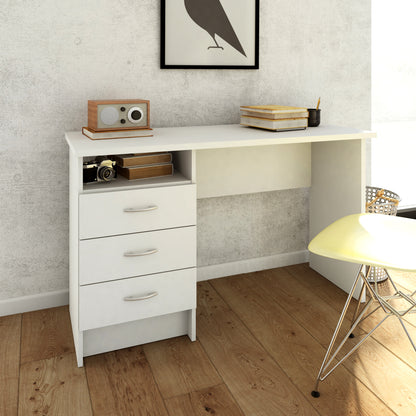 Function Plus Desk 3 Drawers in White