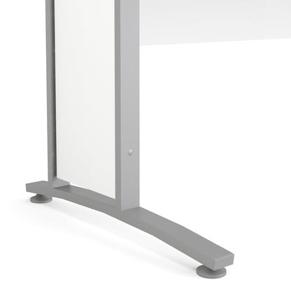 Prima Desk 150 cm in White with Silver grey steel legs