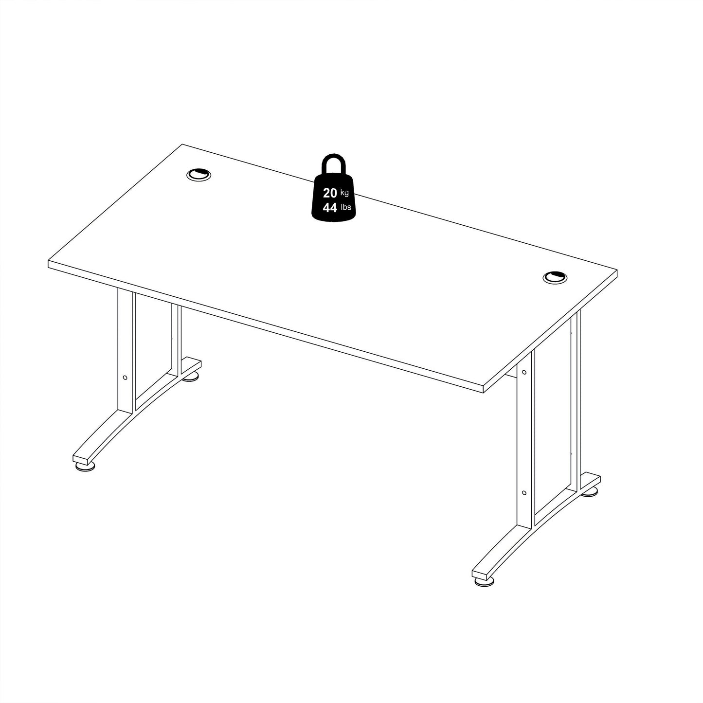 Prima Desk 150 cm in White with Silver grey steel legs