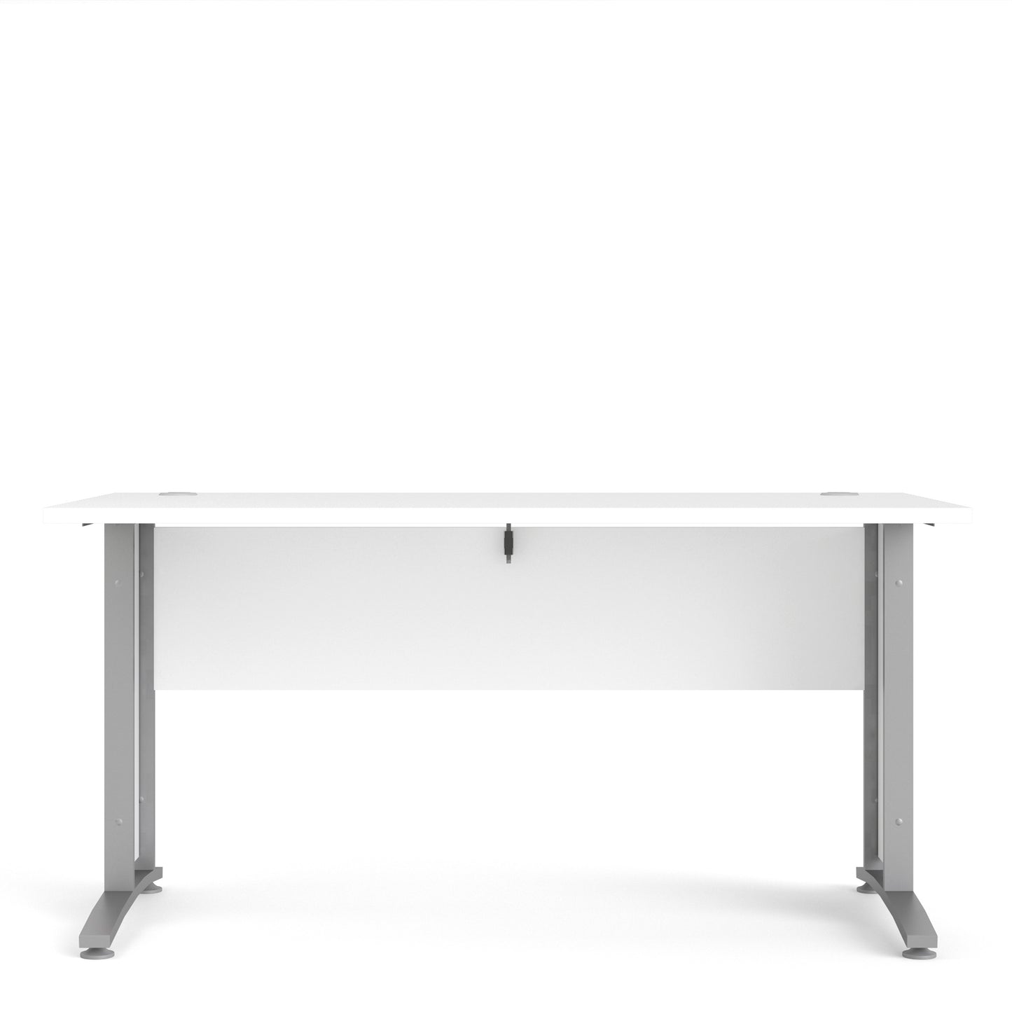 Prima Desk 150 cm in White with Silver grey steel legs