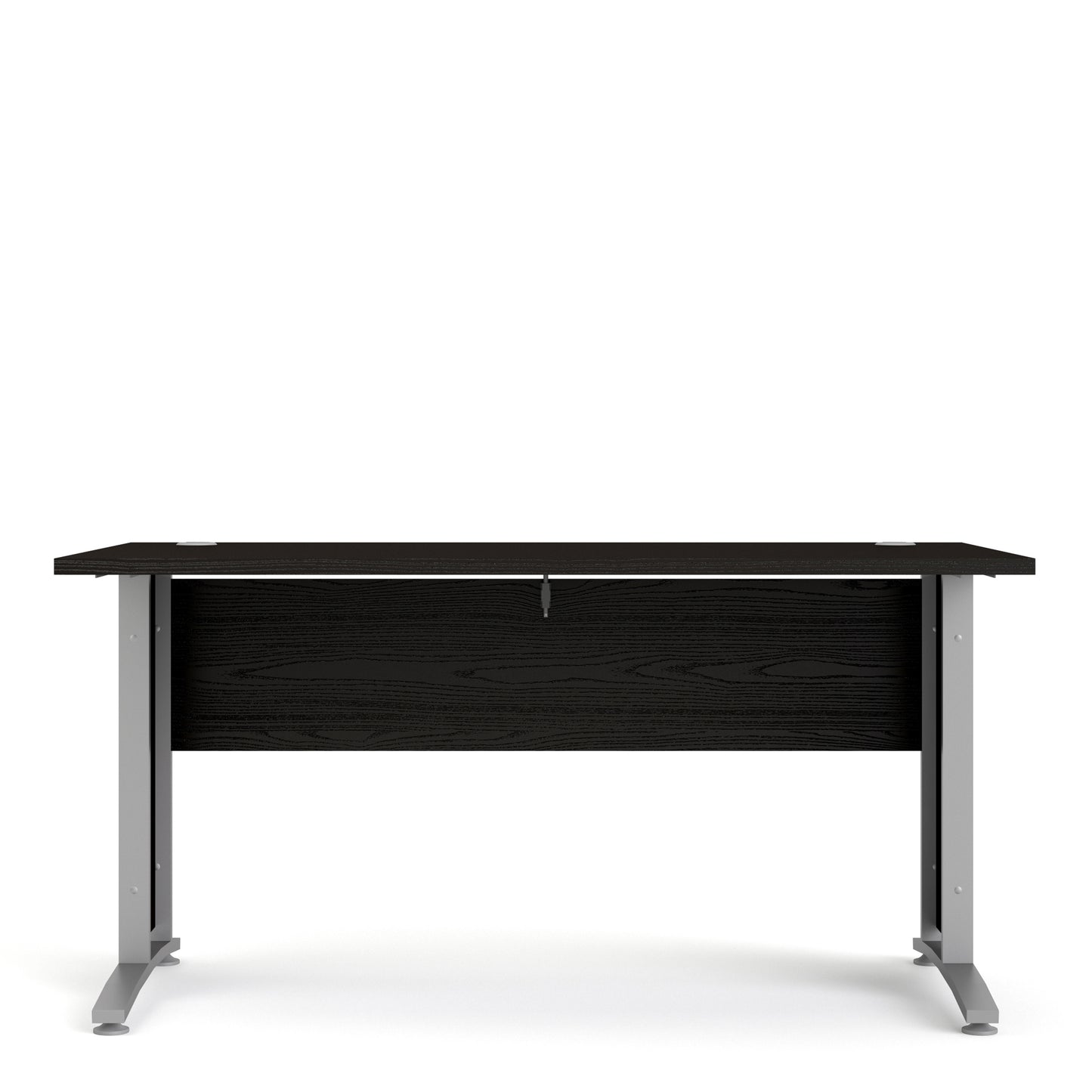 Prima Desk 150 cm in Black woodgrain with Silver grey steel legs