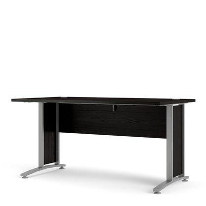 Prima Desk 150 cm in Black woodgrain with Silver grey steel legs