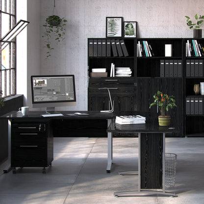 Prima Desk 150 cm in Black woodgrain with Silver grey steel legs