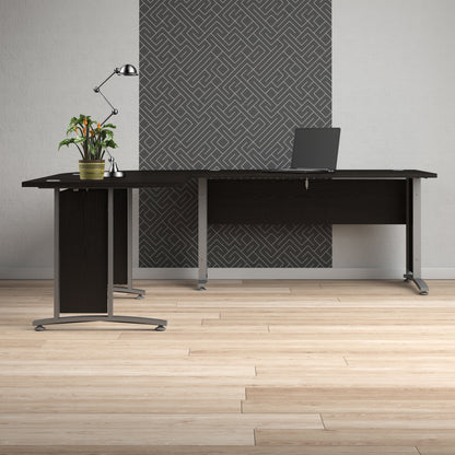 Prima Desk 150 cm in Black woodgrain with Silver grey steel legs