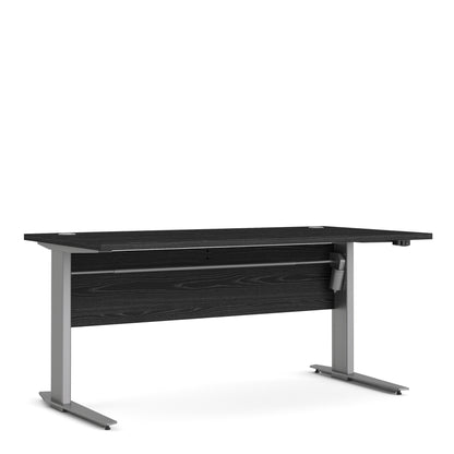 Prima Desk 150 cm in Black woodgrain with Height adjustable legs with electric control in Silver grey steel