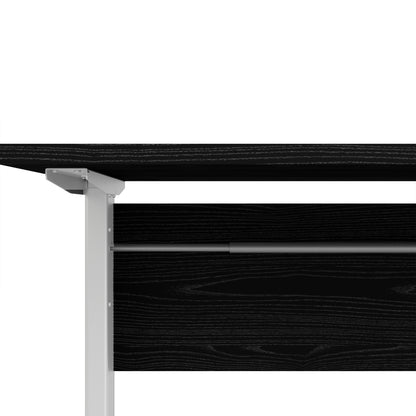 Prima Desk 150 cm in Black woodgrain with Height adjustable legs with electric control in White