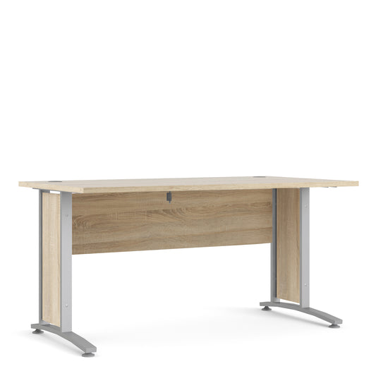 Prima Desk 150 cm in Oak with Silver grey steel legs