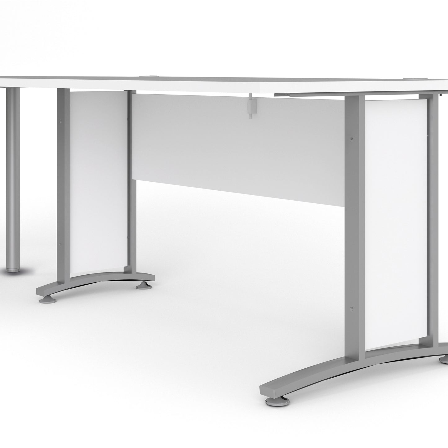 Prima Desk 120 cm in White with Silver grey steel legs