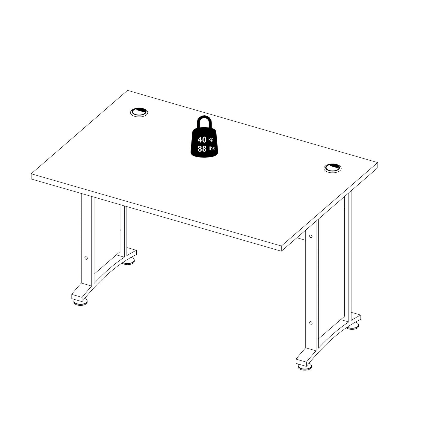 Prima Desk 120 cm in White with Silver grey steel legs