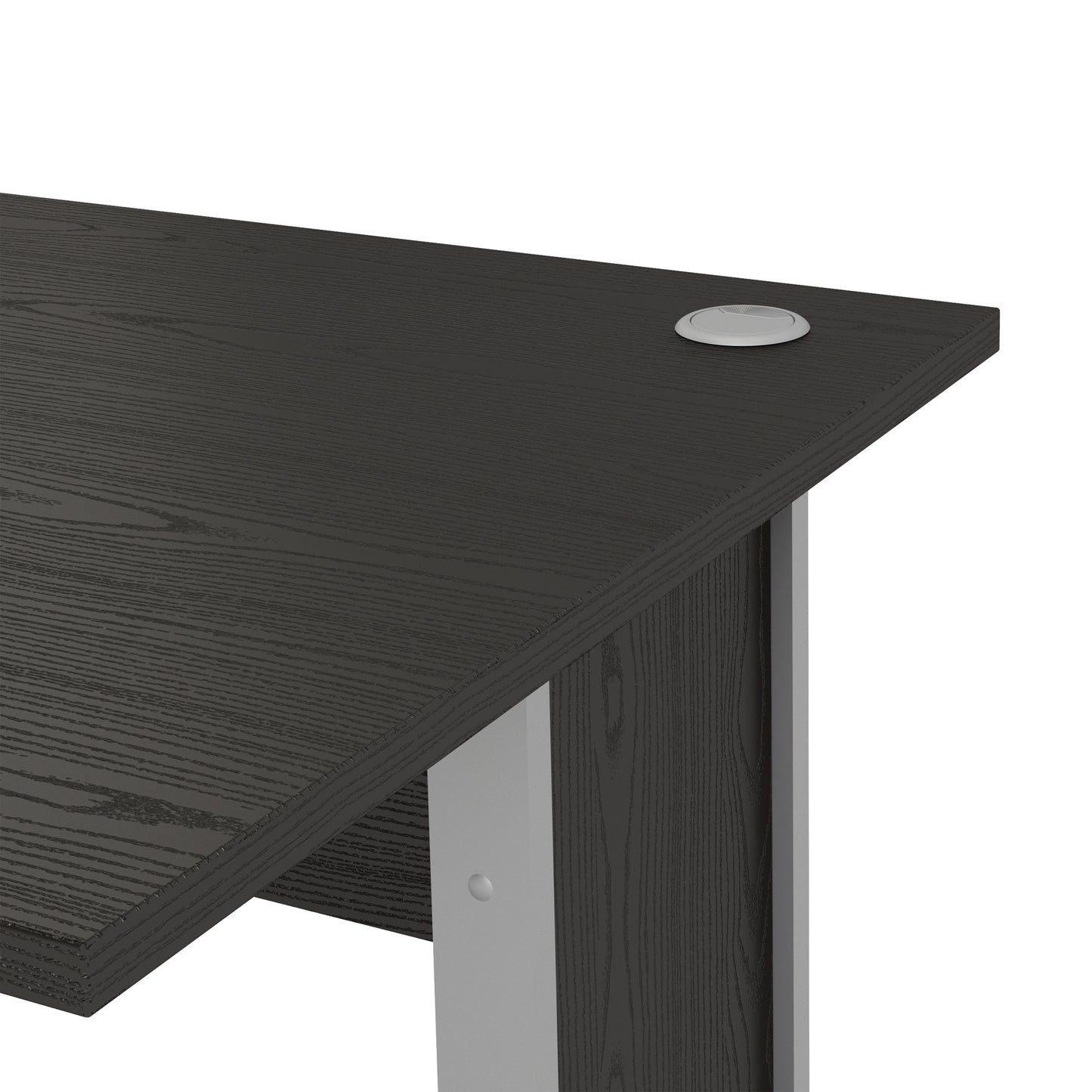 Prima Desk 120 cm in Black woodgrain with Silver grey steel legs