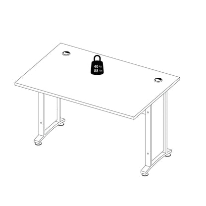 Prima Desk 120 cm in Black woodgrain with Silver grey steel legs