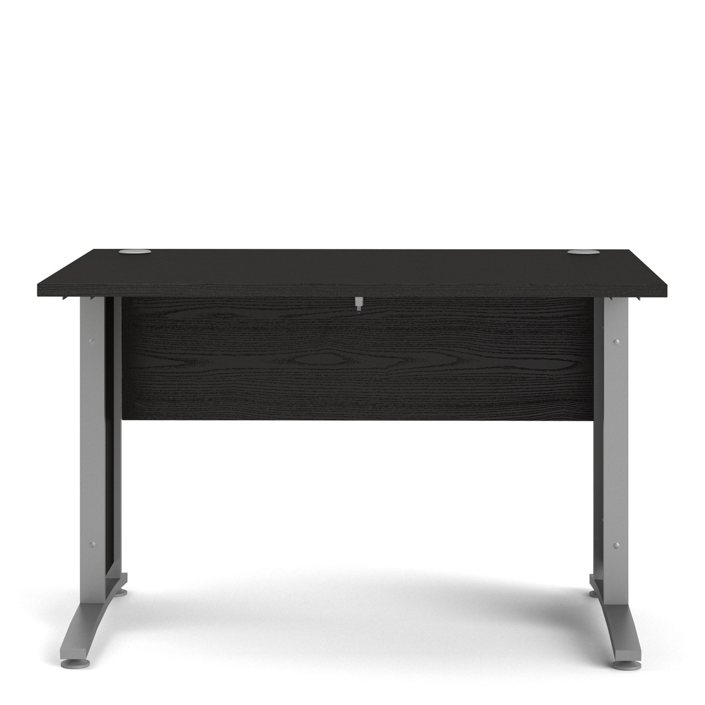 Prima Desk 120 cm in Black woodgrain with Silver grey steel legs