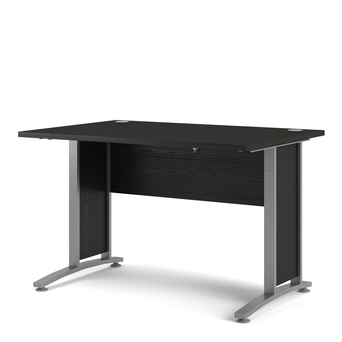 Prima Desk 120 cm in Black woodgrain with Silver grey steel legs