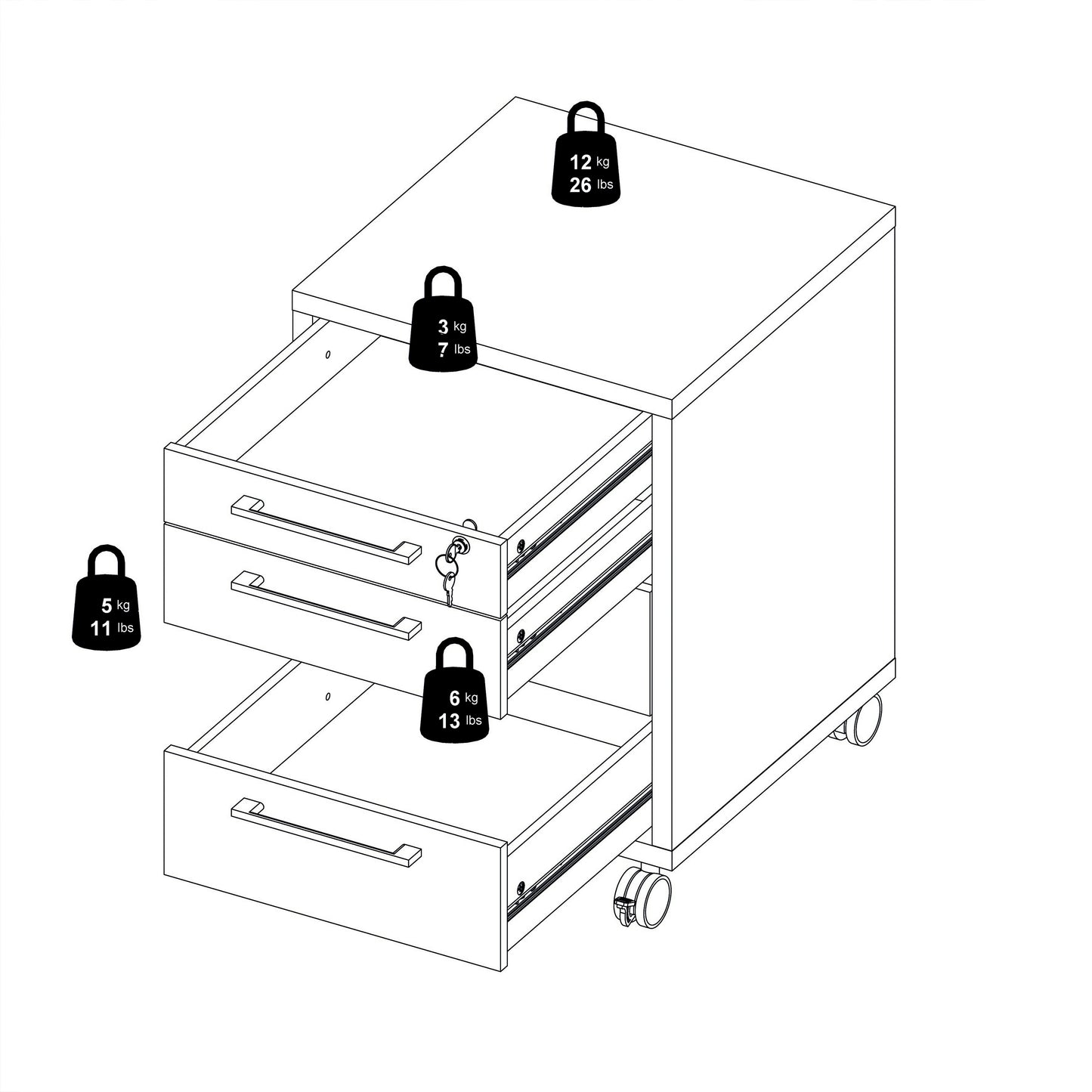 Prima Mobile cabinet in White