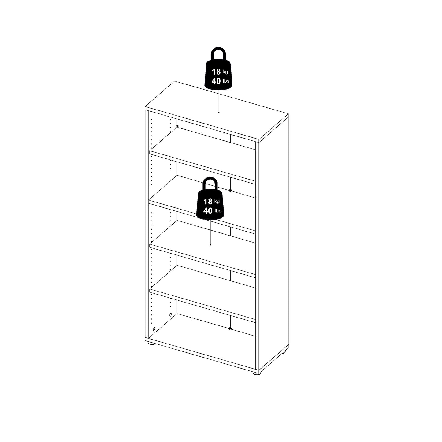 Prima Bookcase 3 Shelves With 2 Drawers And 2 Doors In Black Woodgrain