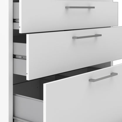 Prima Bookcase 1 Shelf With 2 Drawers + 2 File Drawers In White