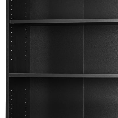 Prima Bookcase 4 Shelves with 2 Doors in Black woodgrain