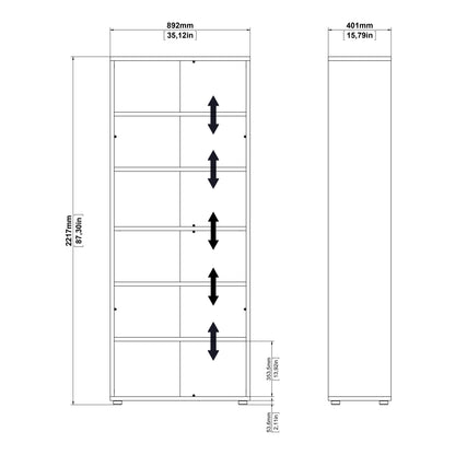 Prima Bookcase 4 Shelves with 2 Doors in Black woodgrain