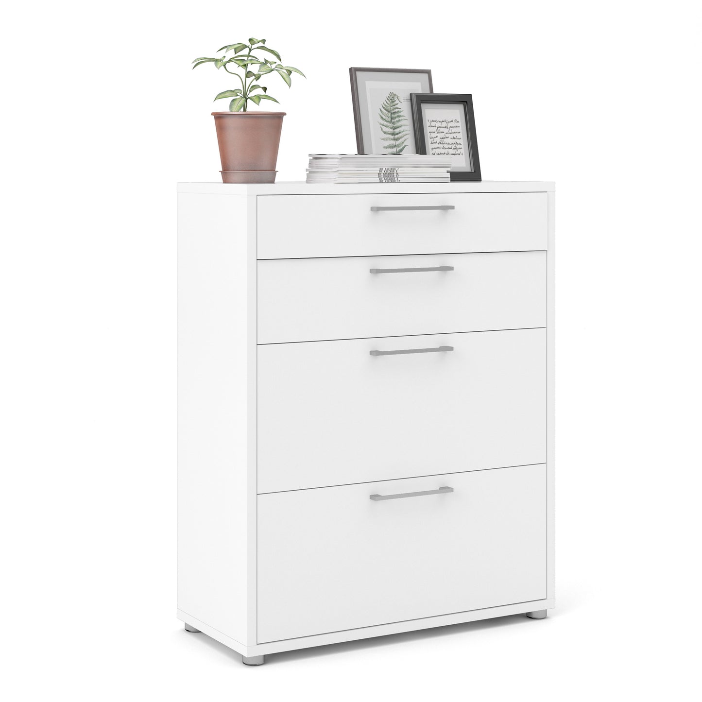 Prima Office Storage With 2 Drawers + 2 File Drawers In White