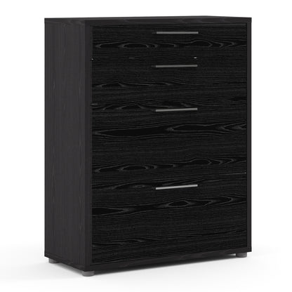 Prima Office Storage With 2 Drawers + 2 File Drawers In Black Woodgrain