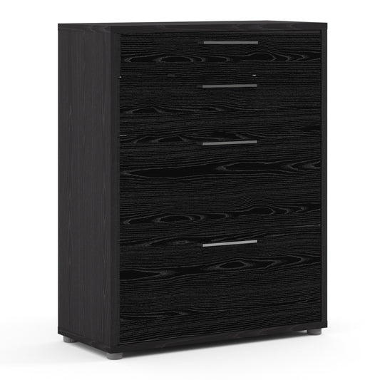 Prima Office Storage With 2 Drawers + 2 File Drawers In Black Woodgrain