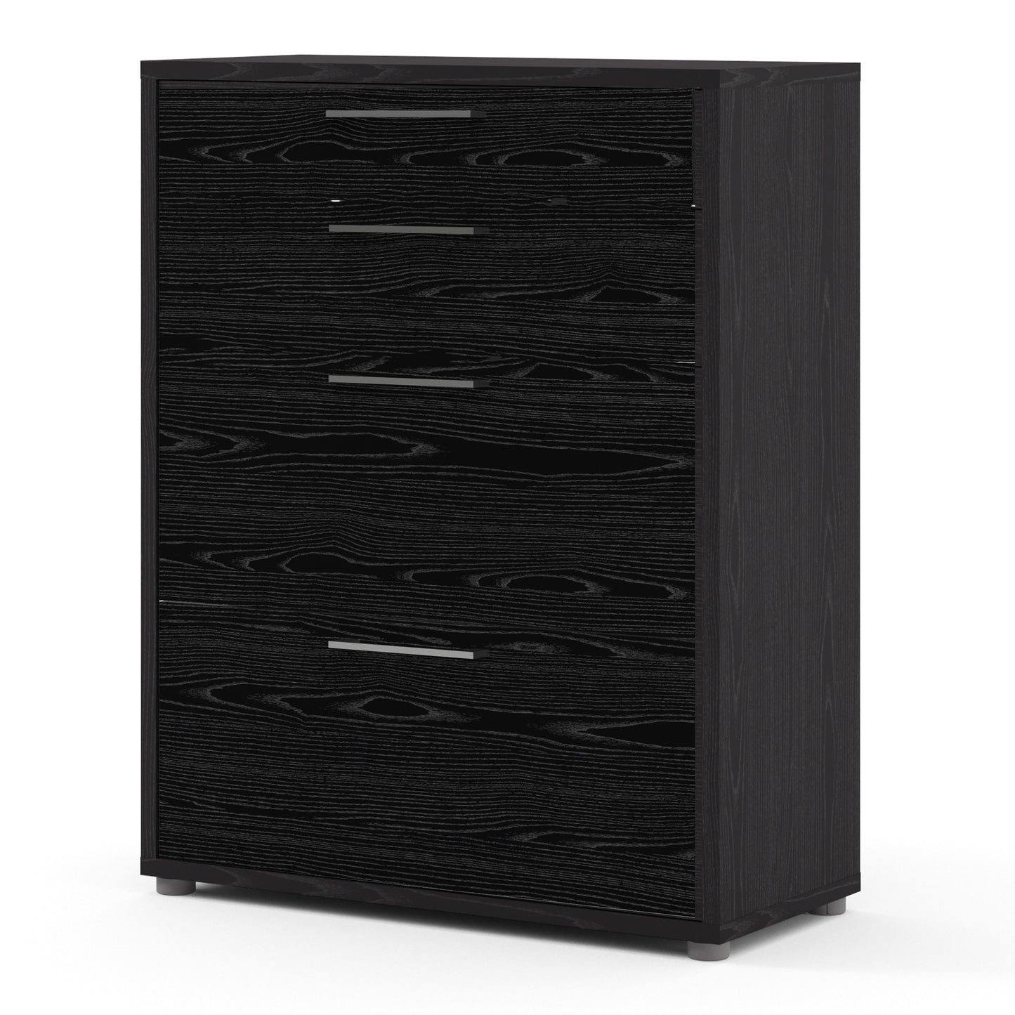 Prima Office Storage With 2 Drawers + 2 File Drawers In Black Woodgrain