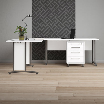 Prima Corner desk top in White with Silver grey steel legs