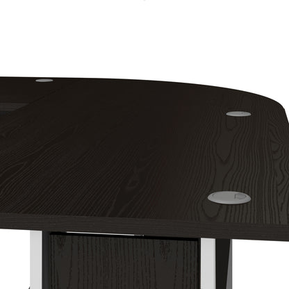 Prima Corner desk top in Black woodgrain with White legs