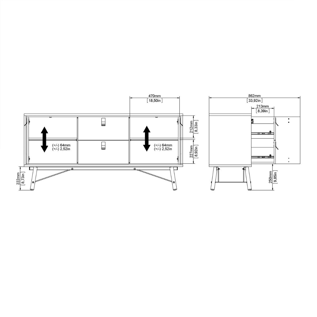 Ry Sideboard 2 doors + 2 drawers Matt Black Walnut