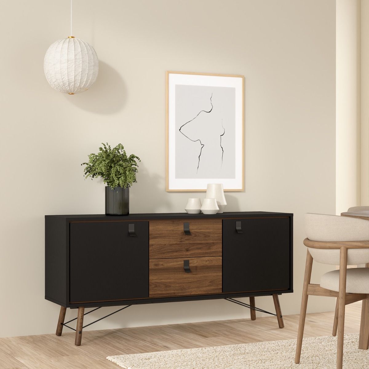 Ry Sideboard 2 doors + 2 drawers Matt Black Walnut