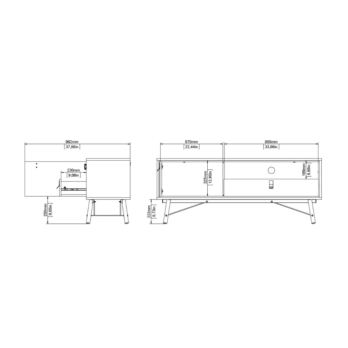 Ry TV-unit 1 door + 1 drawer Matt Black Walnut