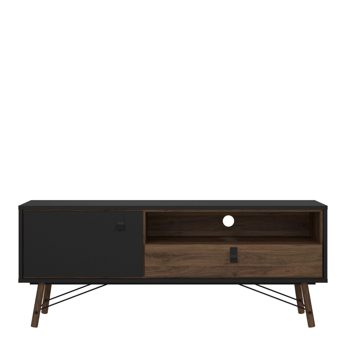 Ry TV-unit 1 door + 1 drawer Matt Black Walnut