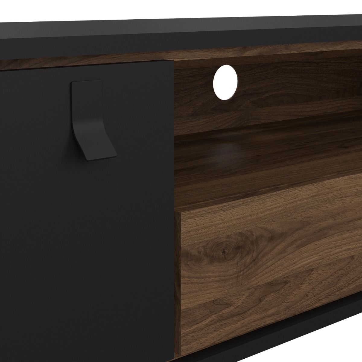 Ry TV-unit 1 door + 1 drawer Matt Black Walnut