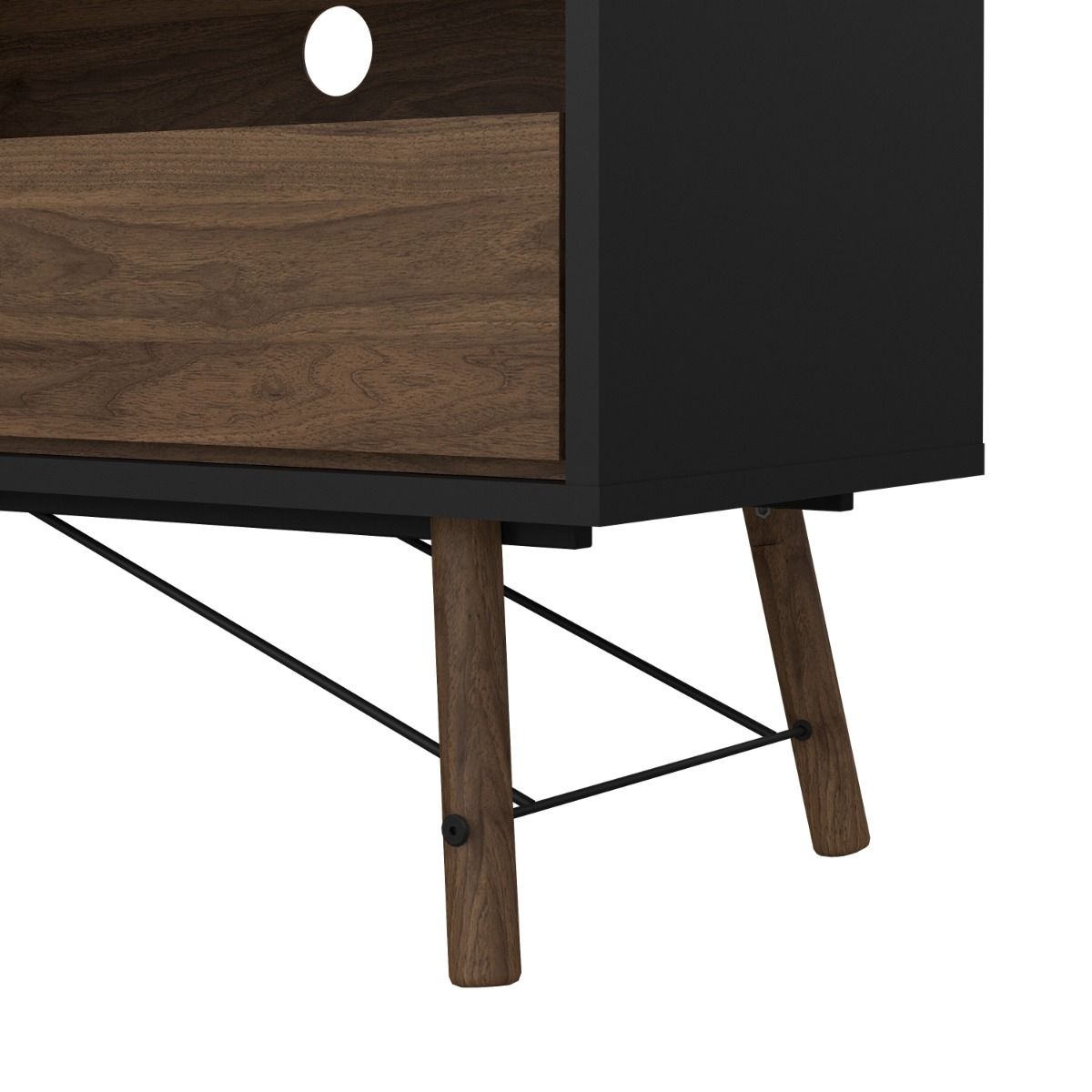 Ry TV-unit 1 door + 1 drawer Matt Black Walnut