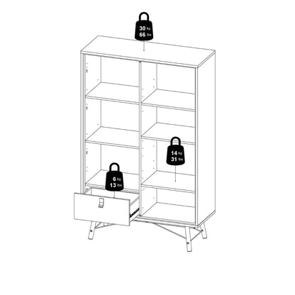 Ry China cabinet 1 door + 1 glass door + 1 drawer Matt Black Walnut