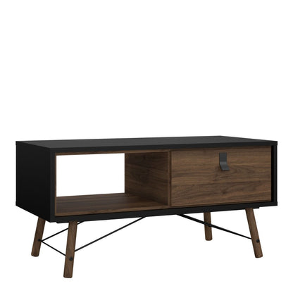 Ry Coffee table with 1 drawer Matt Black Walnut