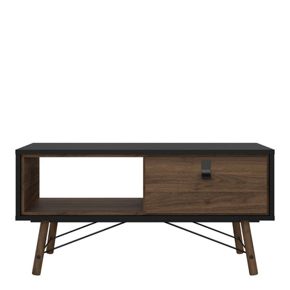 Ry Coffee table with 1 drawer Matt Black Walnut