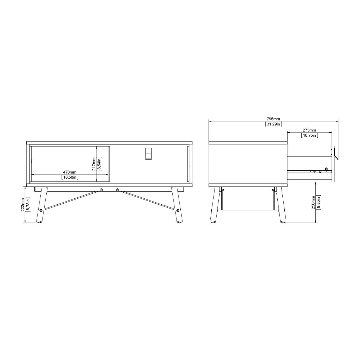 Ry Coffee table with 1 drawer Matt White