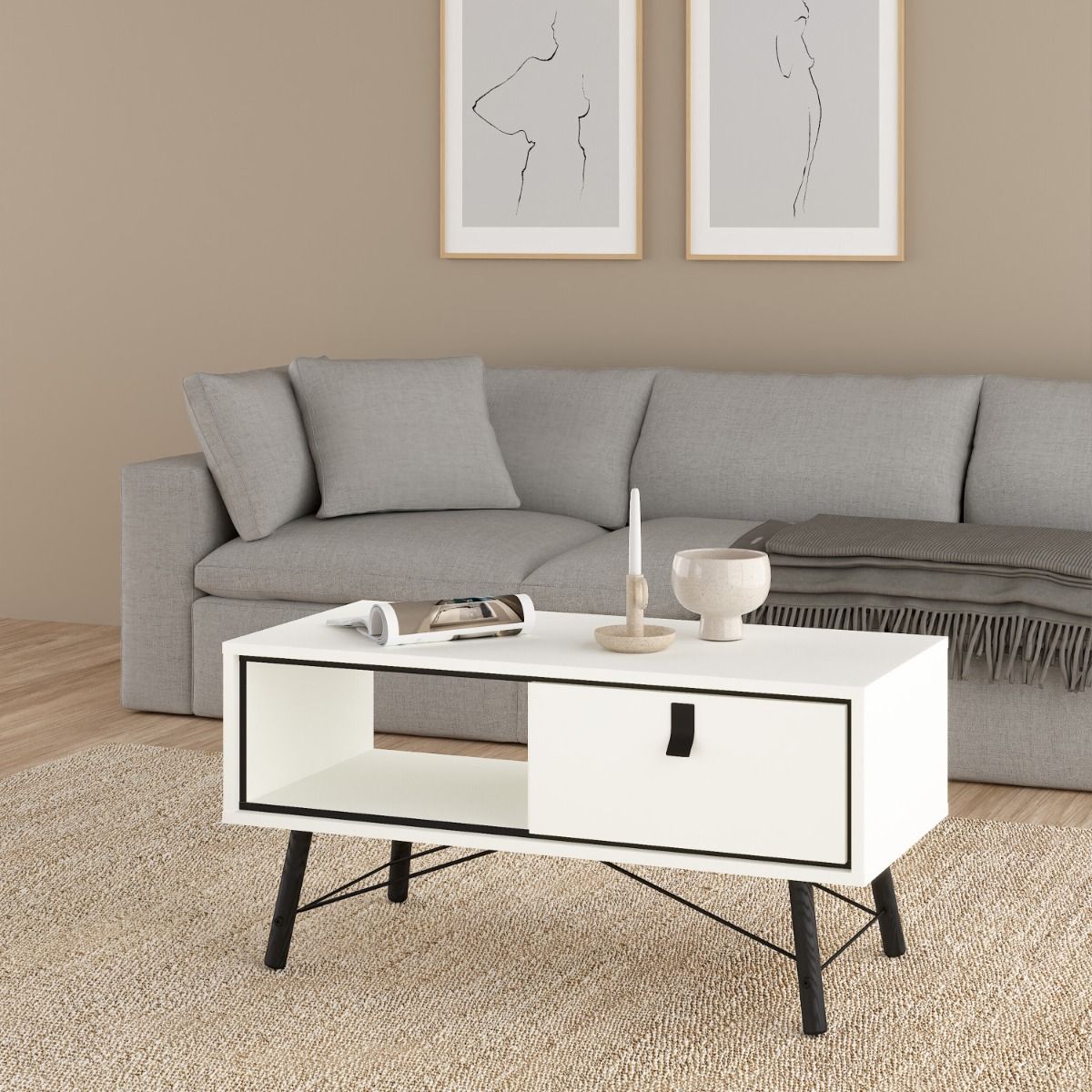 Ry Coffee table with 1 drawer Matt White