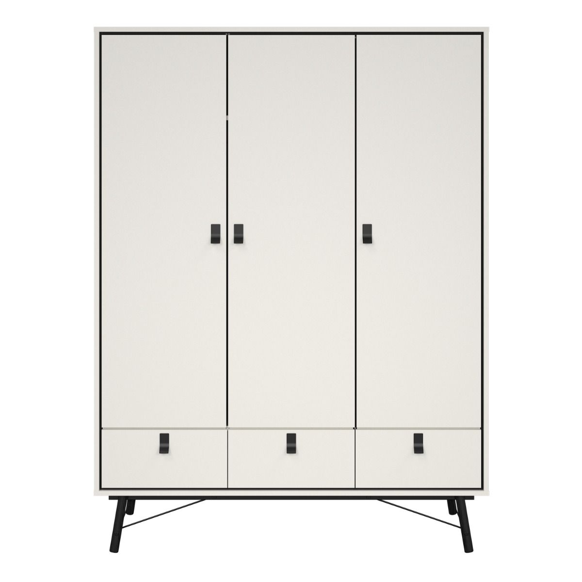 Ry Wardrobe 3 doors + 3 drawers in Matt White