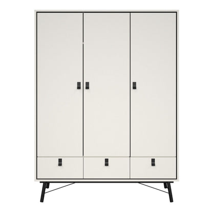 Ry Wardrobe 3 doors + 3 drawers in Matt White