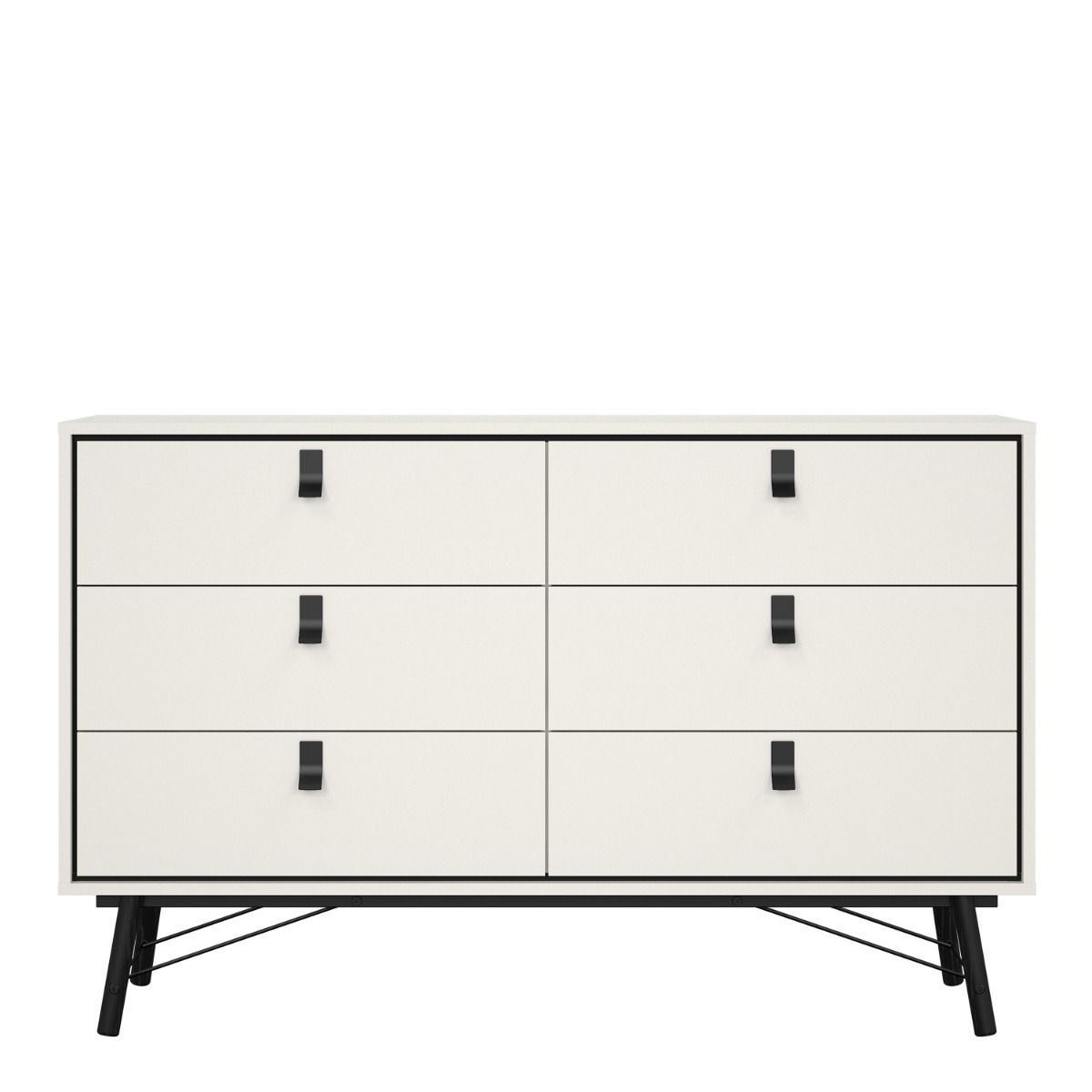 Ry Wide double chest of drawers 6 drawers in Matt White