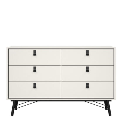 Ry Wide double chest of drawers 6 drawers in Matt White