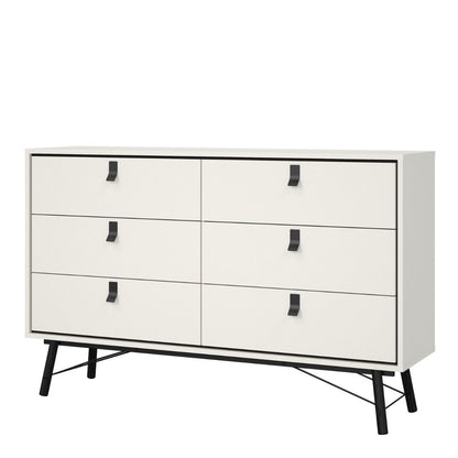 Ry Wide double chest of drawers 6 drawers in Matt White