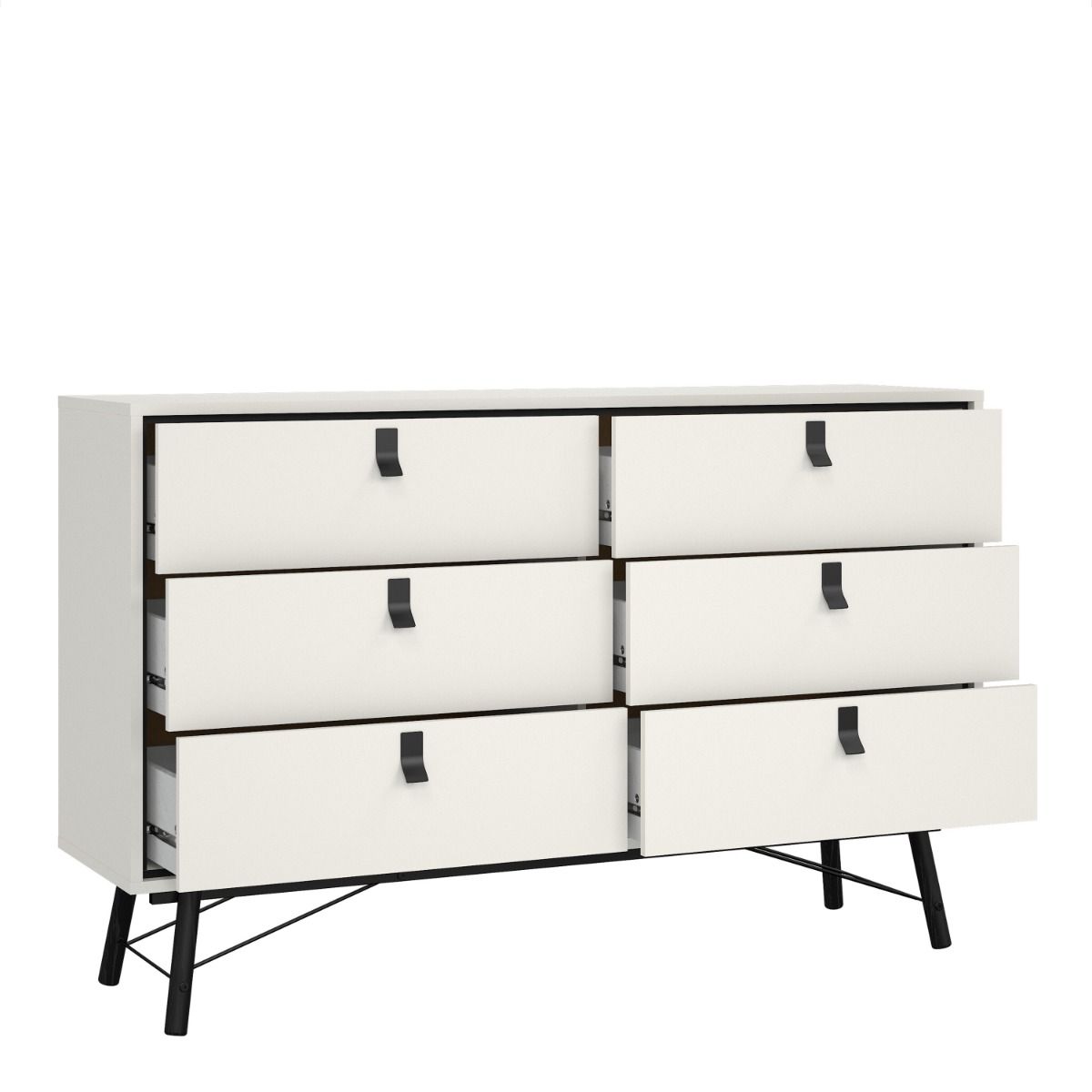 Ry Wide double chest of drawers 6 drawers in Matt White