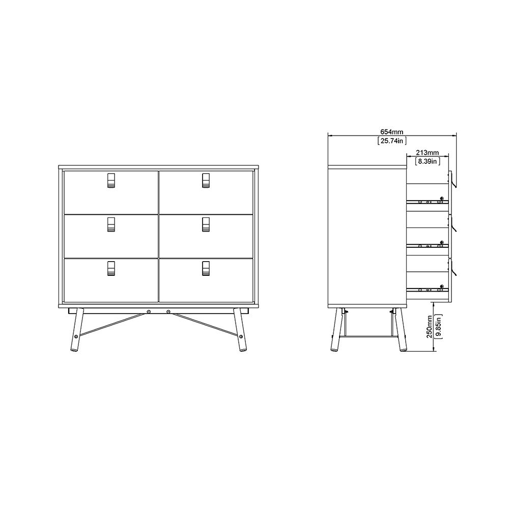 Ry Double chest of drawers 6 drawers in Matt White