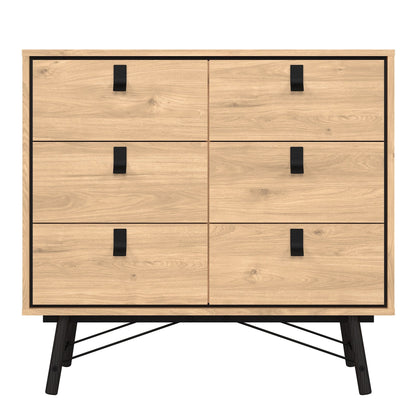 Ry Small Double Chest of Drawers 6 Drawers in Jackson Hickory Oak