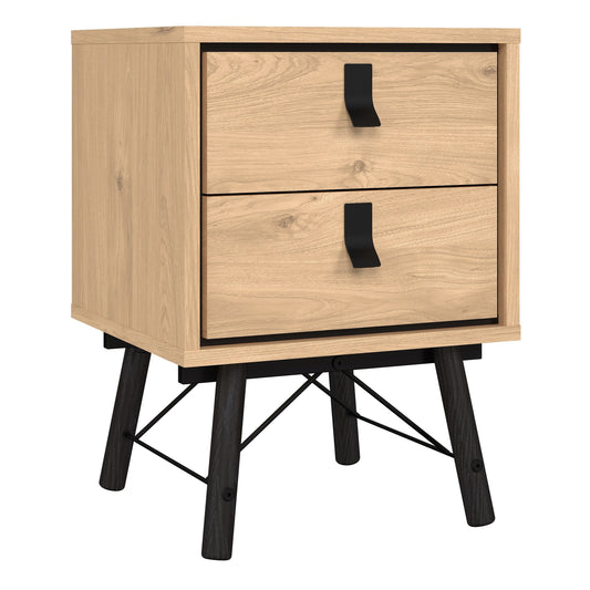 Ry Bedside Cabinet 2 Drawer in Jackson Hickory Oak