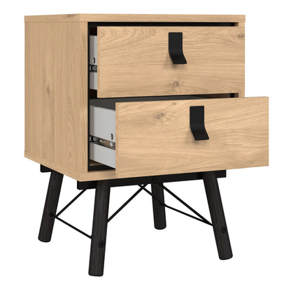 Ry Bedside Cabinet 2 Drawer in Jackson Hickory Oak