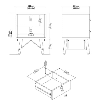 Ry 3 Piece Bundle, Bedside, Chest and 3 Door 3 Drawer Wardrobe in Jackson Hickory Oak